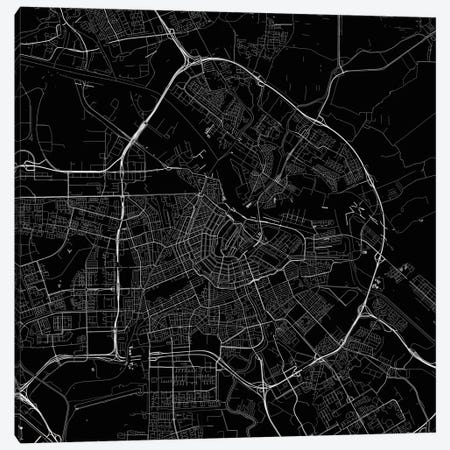 Amsterdam Urban Roadway Map (Black) Canvas Print #ESV65} by Urbanmap Art Print