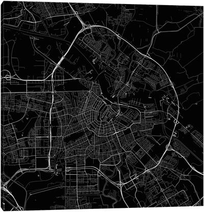 Amsterdam Urban Roadway Map (Black) Canvas Art Print - Urbanmap