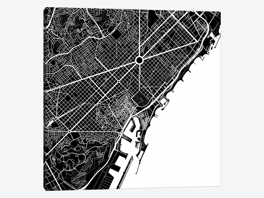 Barcelona Urban Map (White) by Urbanmap 1-piece Art Print