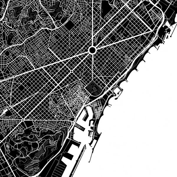 Spain: Barcelona Urban Map (White) by Urbanmap