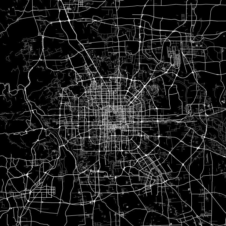 Beijing Urban Map (Black) by Urbanmap wall art