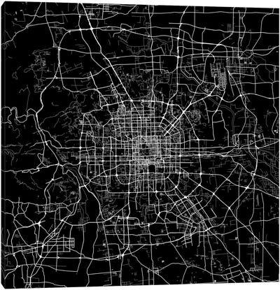 Beijing Urban Map (Black) Canvas Art Print - Beijing Art
