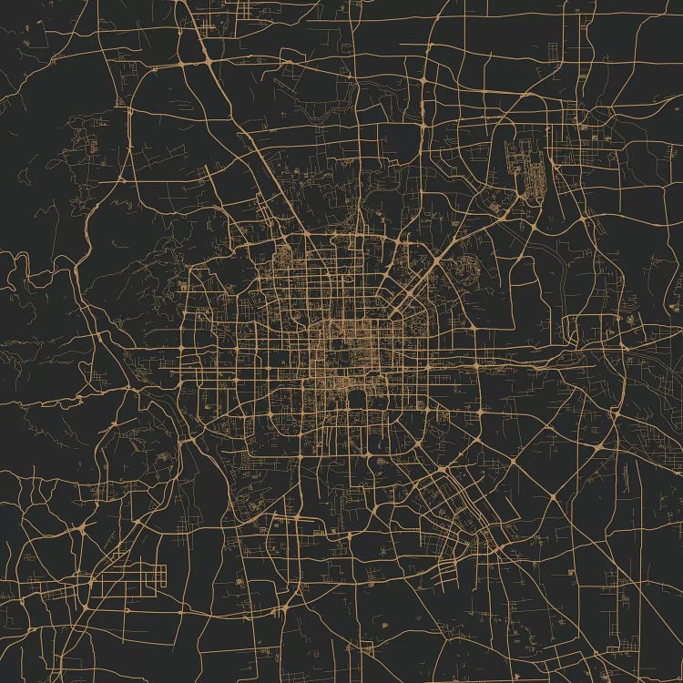 Beijing Urban Map (Gold) by Urbanmap canvas print