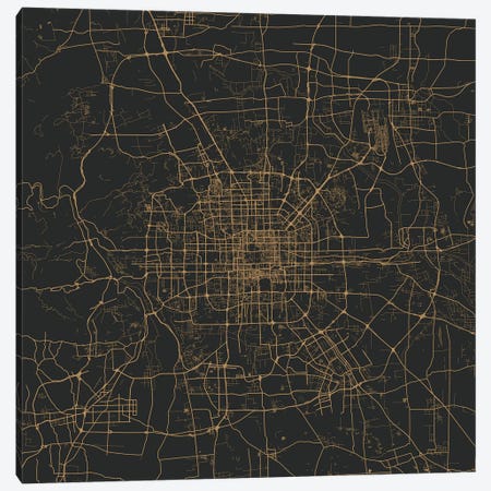 Beijing Urban Map (Gold) Canvas Print #ESV84} by Urbanmap Canvas Print