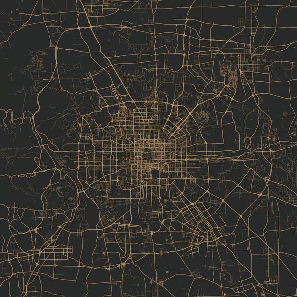 Urban Living Room: Beijing Urban Map (Gold) by Urbanmap