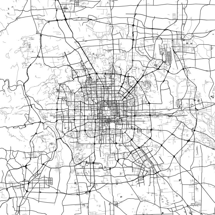 Beijing Urban Map (White)