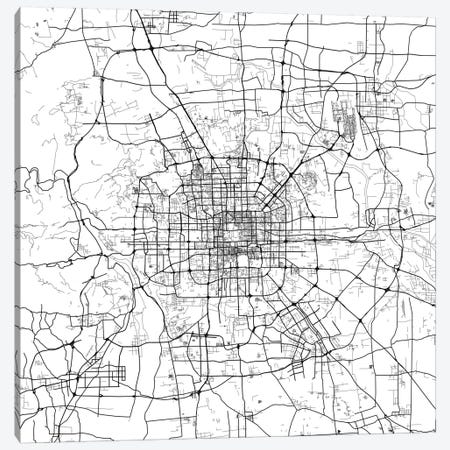 Beijing Urban Map (White) Canvas Print #ESV89} by Urbanmap Canvas Artwork