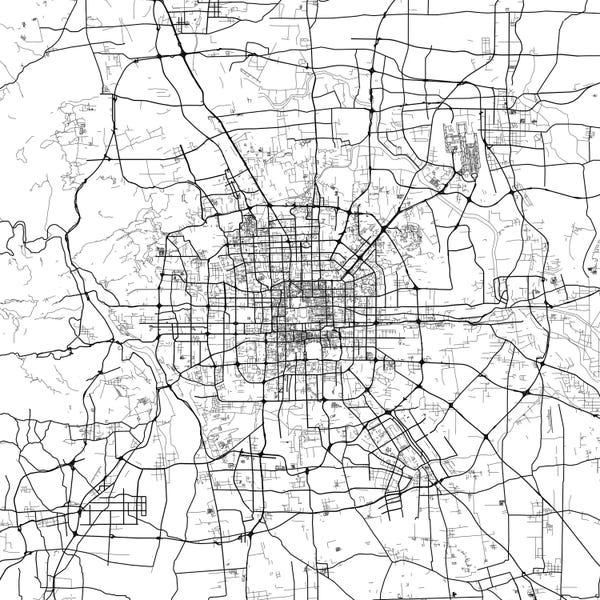 Abstract: Beijing Urban Map (White) by Urbanmap