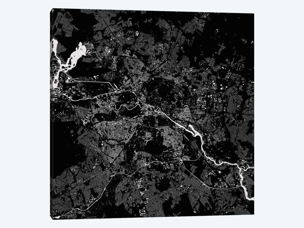 Berlin Urban Map (Black) by Urbanmap 1-piece Canvas Art Print