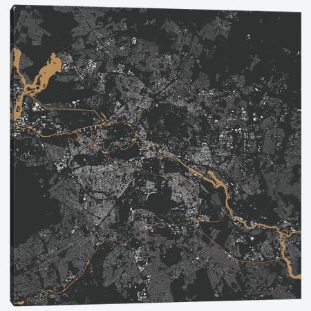 Berlin Urban Map (Gold) Canvas Print #ESV93} by Urbanmap Canvas Print