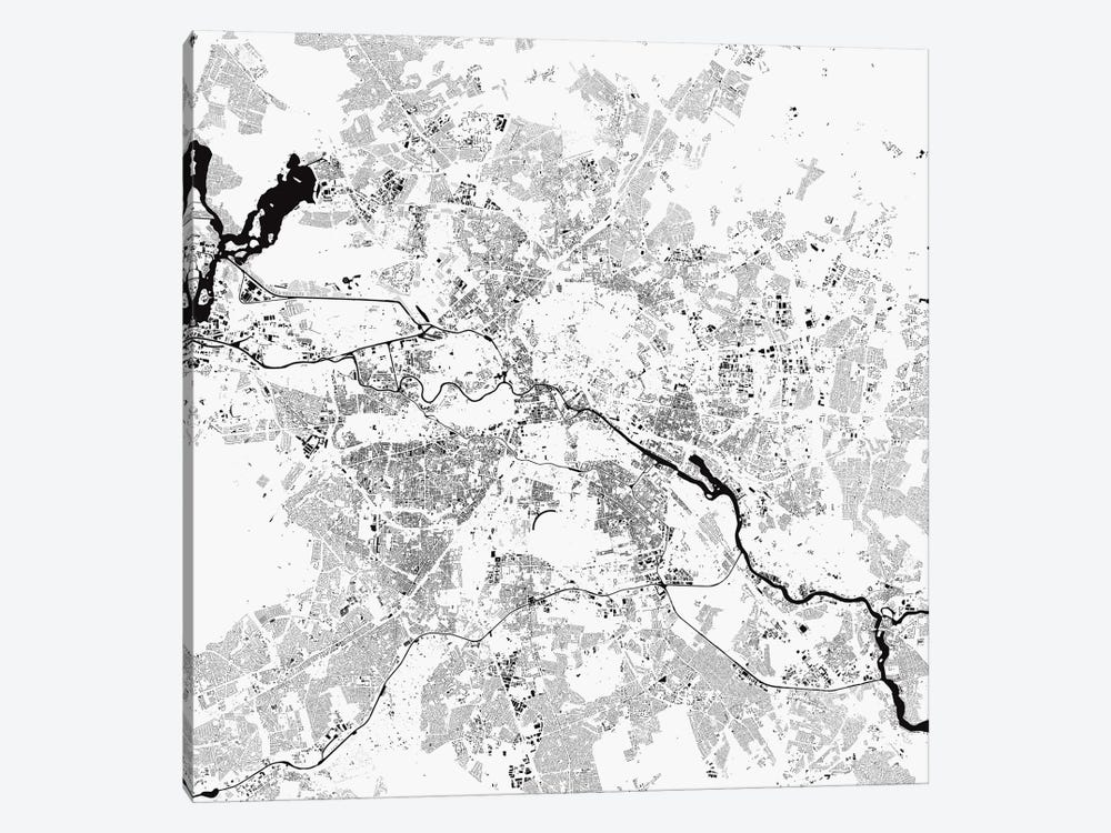 Berlin Urban Map (White) by Urbanmap 1-piece Canvas Art
