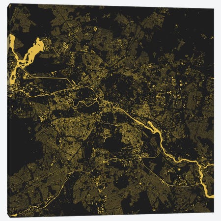 Berlin Urban Map (Yellow) Canvas Print #ESV99} by Urbanmap Art Print