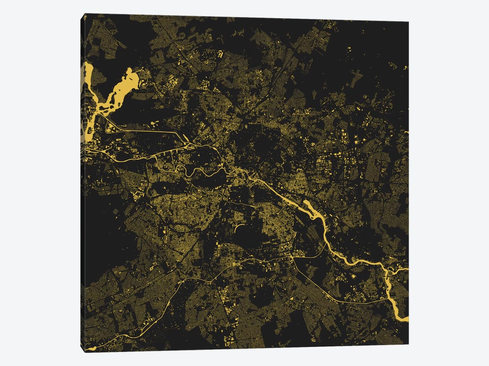 Berlin Urban Map (Yellow) by Urbanmap 1-piece Canvas Art Print