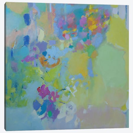Light Flowers On Pale Yellow Background Canvas Print #ESY6} by Elena Shraibman Canvas Print