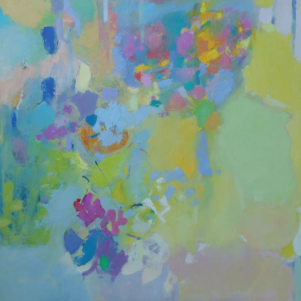 Elena Shraibman: Light Flowers On Pale Yellow Background by Elena Shraibman