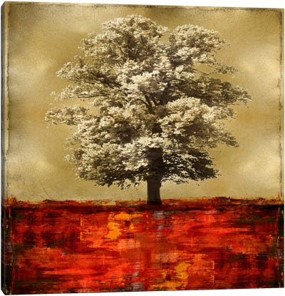 Stately - Red On Gold Canvas Art Print