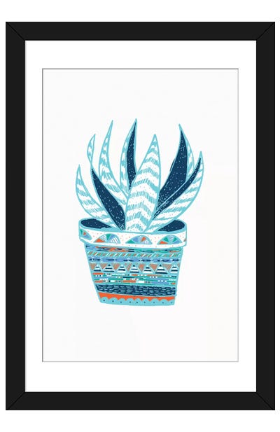 Succulent, Blue Paper Art Print - EttaVee