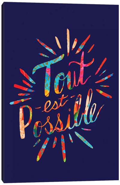 Tout est Possible, Navy Canvas Art Print - A Word to the Wise