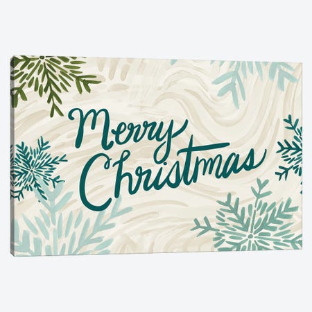 Snowflake Merry Christmas Canvas Print #ETV156} by EttaVee Canvas Wall Art
