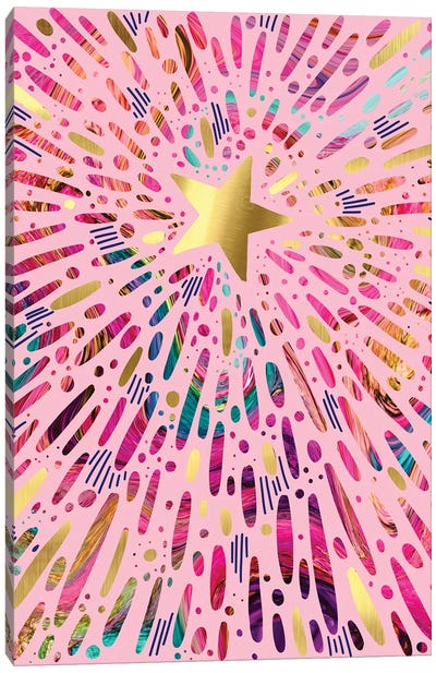 Starburst Canvas Art Print - Gold & Pink Art