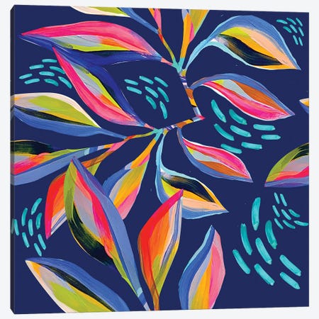 Navy Palm Canvas Print #ETV220} by EttaVee Canvas Art Print