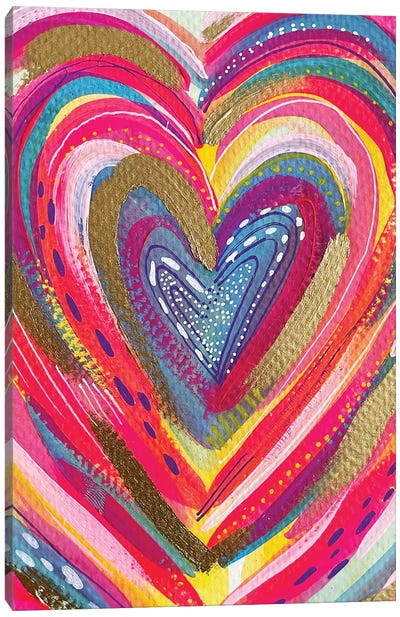 Radiating Heart III Canvas Art Print - Pantone 2023 Viva Magenta