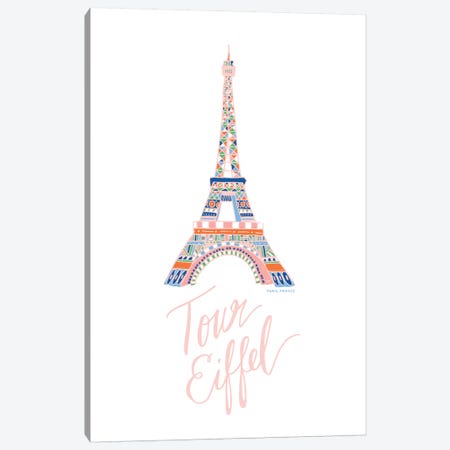 Eiffel Pink Canvas Print #ETV62} by ETTAVEE Canvas Print