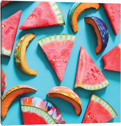 Watermelon & Cantaloupe Slices Canvas Art Print - Melon Art