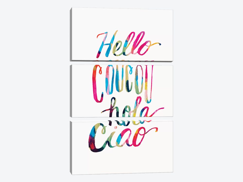 Hello Coucou Hola Ciao by EttaVee 3-piece Canvas Print