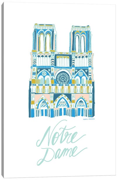 Notre Dame Canvas Art Print - Paris Typography