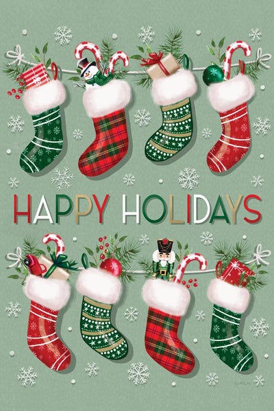 Elizabeth Tyndall: Happy Holidays Stockings II by Elizabeth Tyndall