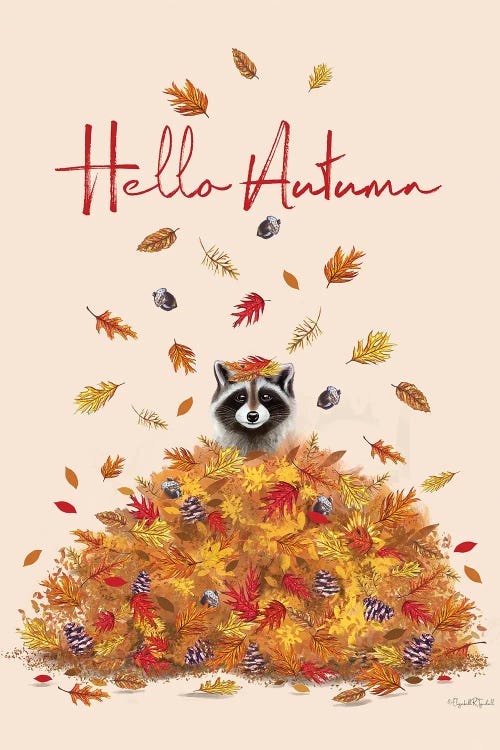 Hello Autumn Raccoon by Elizabeth Tyndall wall art