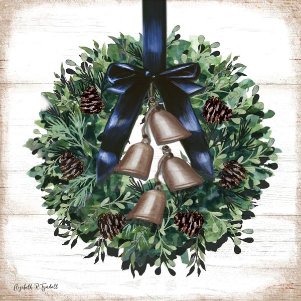 Farmhouse Festive: Navy Bow Wreath by Elizabeth Tyndall