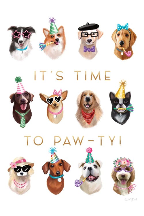 It's Time to Paw-ty! by Elizabeth Tyndall wall art