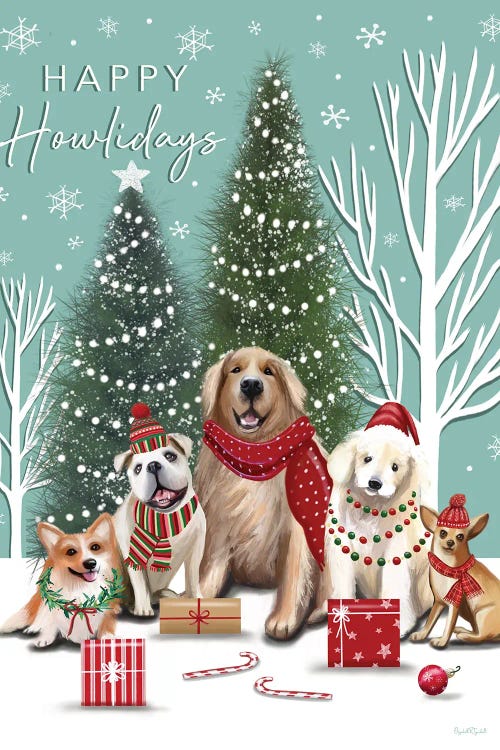 Christmas Dogs by Elizabeth Tyndall wall art