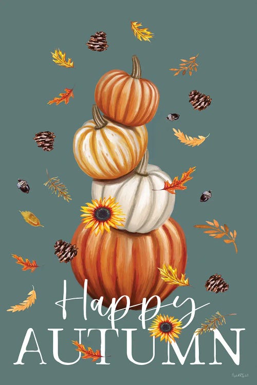 Happy Autumn Pumpkin Stack by Elizabeth Tyndall canvas print