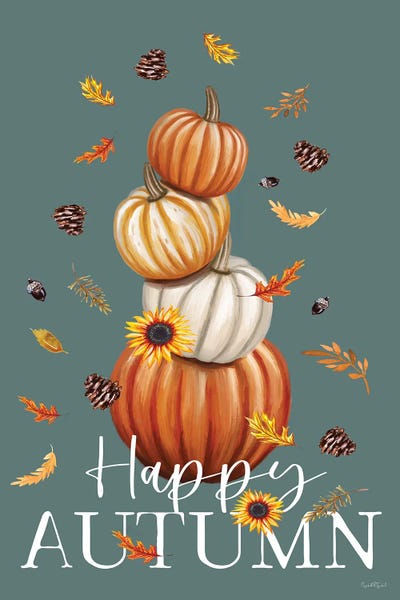 Fine Art Print: Happy Autumn Pumpkin Stack by Elizabeth Tyndall