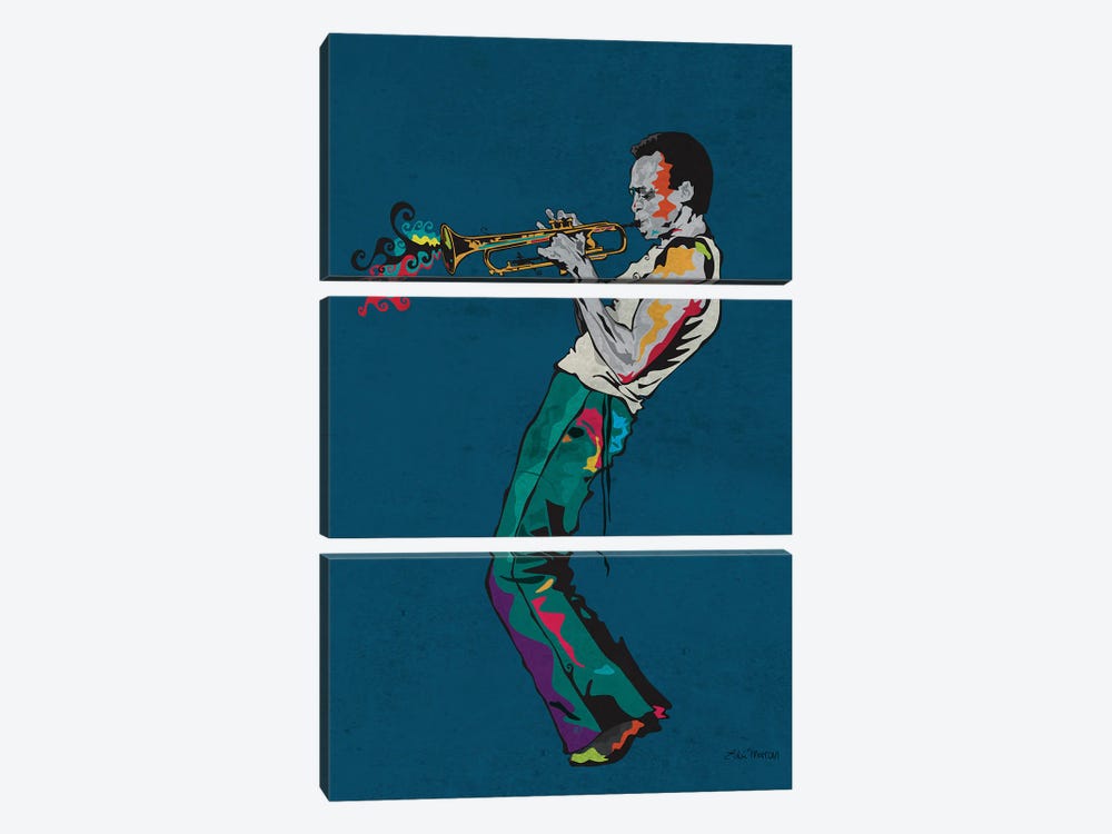 Miles Davis by Edú Marron 3-piece Canvas Print