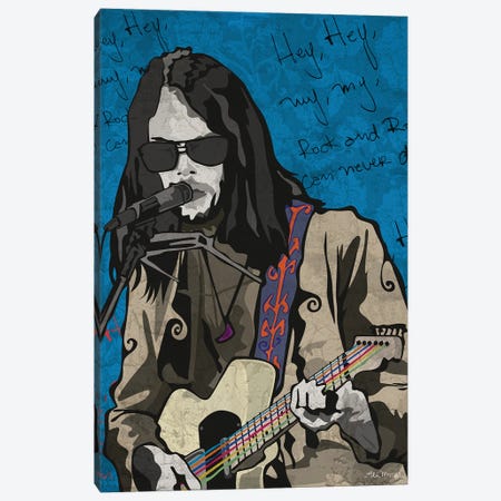 Neil Young Rock N Roll Will Never Die Canvas Print #EUM30} by Edú Marron Canvas Art