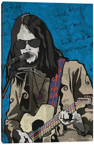Neil Young Rock N Roll Will Never Die Canvas Art Print - Edú Marron