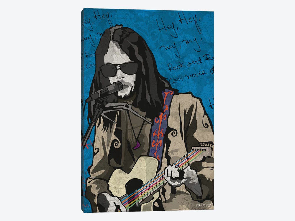 Neil Young Rock N Roll Will Never Die by Edú Marron 1-piece Canvas Art