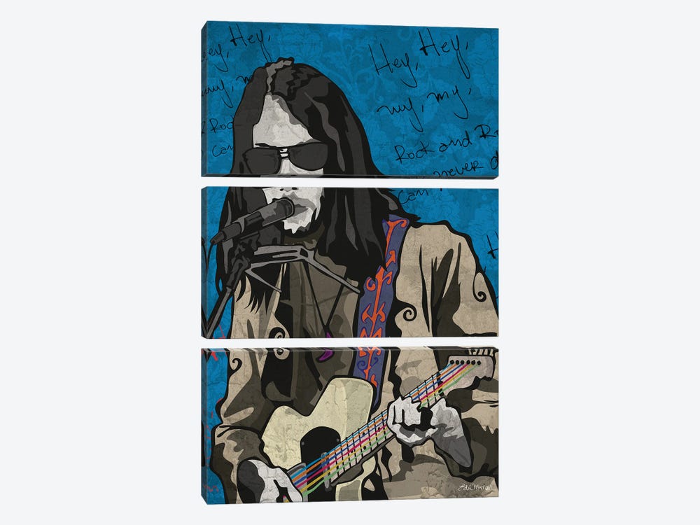 Neil Young Rock N Roll Will Never Die by Edú Marron 3-piece Canvas Artwork