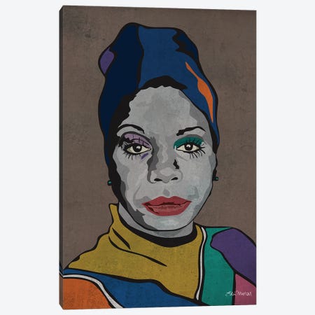 Nina Simone Canvas Print #EUM31} by Edú Marron Canvas Artwork