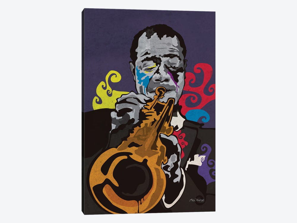 Louis Armstrong by Edú Marron 1-piece Canvas Wall Art