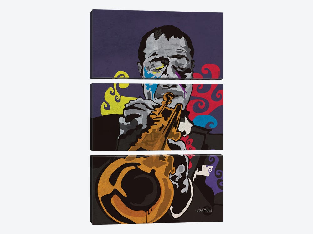 Louis Armstrong by Edú Marron 3-piece Canvas Artwork