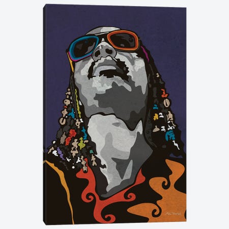 Stevie Wonder Canvas Print #EUM49} by Edú Marron Canvas Art Print