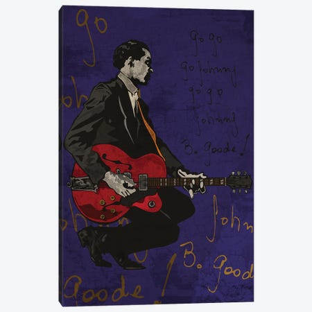 Chuck Berry Johnny B Goode Canvas Print #EUM4} by Edú Marron Canvas Art