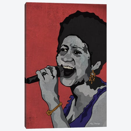 Aretha Franklin Canvas Print #EUM52} by Edú Marron Canvas Art