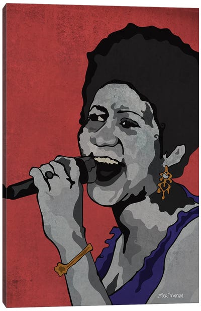 Aretha Franklin Canvas Art Print - Microphone Art