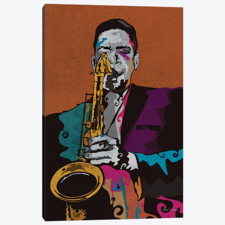John Coltrane Canvas Print #EUM53} by Edú Marron Canvas Artwork